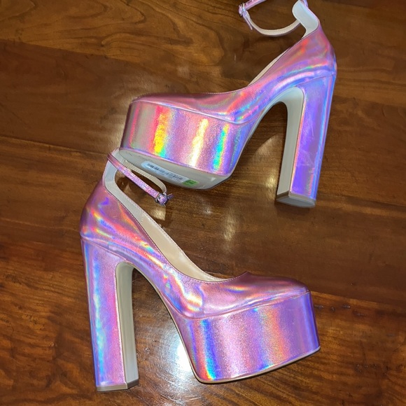 Steve Madden Skyrise platform mary janes in pink irridescent - Picture 8 of 16